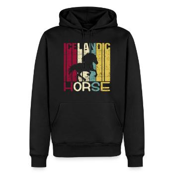 Islandpferd Tölt Isländer Retro Vintage Silhouette - Männer Premium Bio Hoodie - Schwarz - Vorne - Nico (187cm)