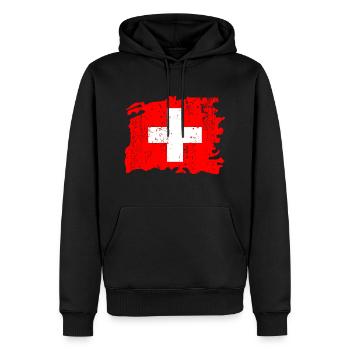 Schweiz Schweizer Switzerland Flagge Kreuz - Männer Premium Bio Hoodie - Schwarz - Vorne - Nico (187cm)