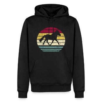 Cheval poney Shetland Silhouette rétro poney Shetland - Sweat à capuche Premium bio Homme - noir - Devant - Nico (187cm)