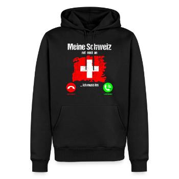 Schweiz Schweizer Flagge ruft an lustiger Spruch - Männer Premium Bio Hoodie - Schwarz - Vorne - Nico (187cm)