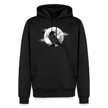 Corbeau lunaire - Sweat à capuche Premium bio Homme - noir - Devant - Nico (187cm)