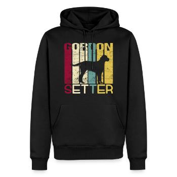 Gordon Setter Dog Retro Vintage Silhouette - Sweat à capuche Premium bio Homme - noir - Devant - Nico (187cm)