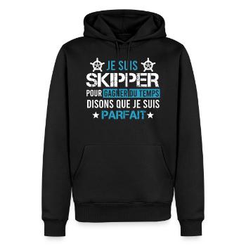 Je suis Skipper / Idée Cadeau Navigation - Sweat à capuche Premium bio Homme - noir - Devant - Nico (187cm)