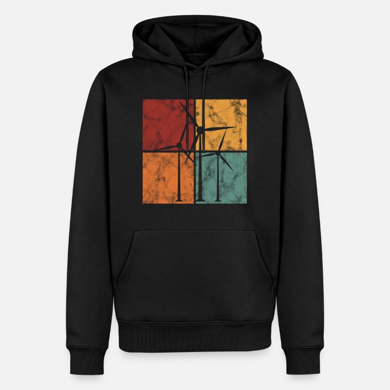 Énergie éolienne énergie éolienne éolienne - Sweat à capuche Premium bio Homme - noir