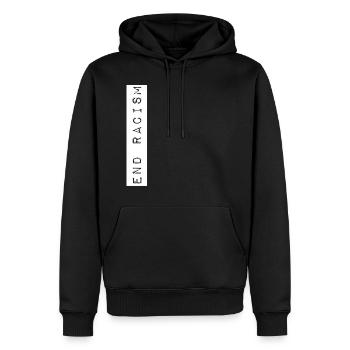 Fin du racisme - Fin racism - Sweat à capuche Premium bio Homme - noir - Devant - Nico (187cm)