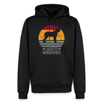 Lagotto Romagnolo Dog Whisperer Retro - Men’s Premium Organic Hoodie - black - Front - Nico (187cm)