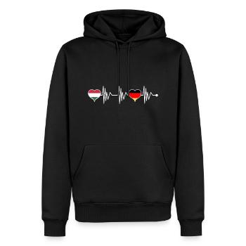 Ungarn Ungarisch Deutschland Herzschlag Flagge - Männer Premium Bio Hoodie - Schwarz - Vorne - Nico (187cm)