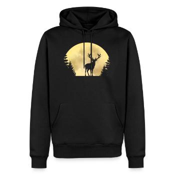 Hirsch und Mond Naturliebhaber Jagd - Männer Premium Bio Hoodie - Schwarz - Vorne - Nico (187cm)