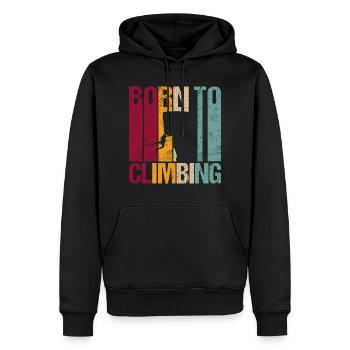 Né pour grimper le sport d'escalade en disant rétro - Sweat à capuche Premium bio Homme - noir - Devant - Nico (187cm)