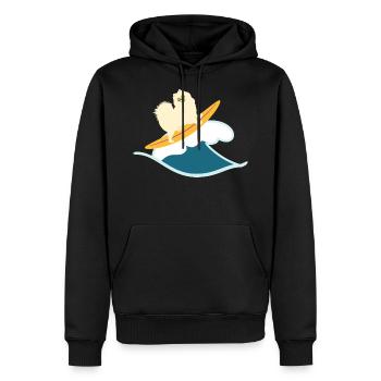 Chien Samoyède surf - Sweat à capuche Premium bio Homme - noir - Devant - Nico (187cm)