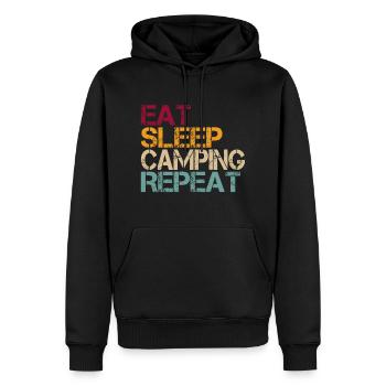 Eat Sleep Camping Vintage Retro Proverbe pour campeurs - Sweat à capuche Premium bio Homme - noir - Devant - Nico (187cm)