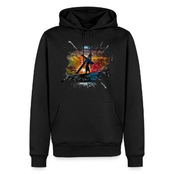 Religion chrétienne église foi croix motif - Sweat à capuche Premium bio Homme - noir - Devant - Nico (187cm)