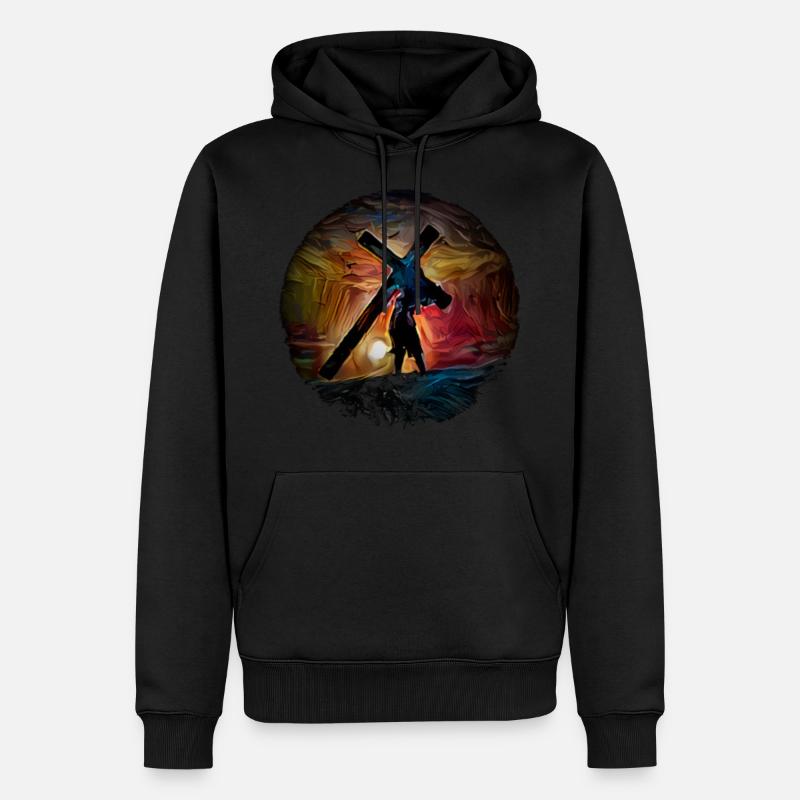 Idée de cadeau croix de croyance de religion chrétienne - Sweat à capuche Premium bio Homme - noir