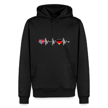 Norwegen und Deutschland Flagge Herzschlag - Männer Premium Bio Hoodie - Schwarz - Vorne - Nico (187cm)