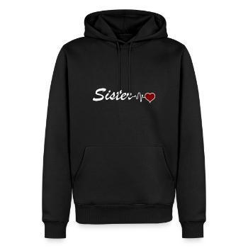 Schwester Herz Geschwister Herzschlag - Männer Premium Bio Hoodie - Schwarz - Vorne - Nico (187cm)
