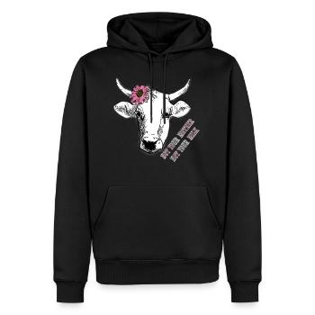 Pas ta mère, pas ton lait de vache lait vegan - Sweat à capuche Premium bio Homme - noir - Devant - Nico (187cm)