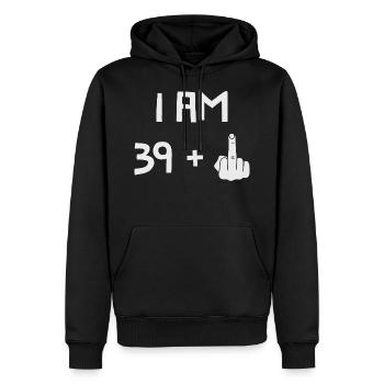 Ich bin 39 Plus One, 40. Geburtstag, 40 Jahre alt - Männer Premium Bio Hoodie - Schwarz - Vorne - Nico (187cm)