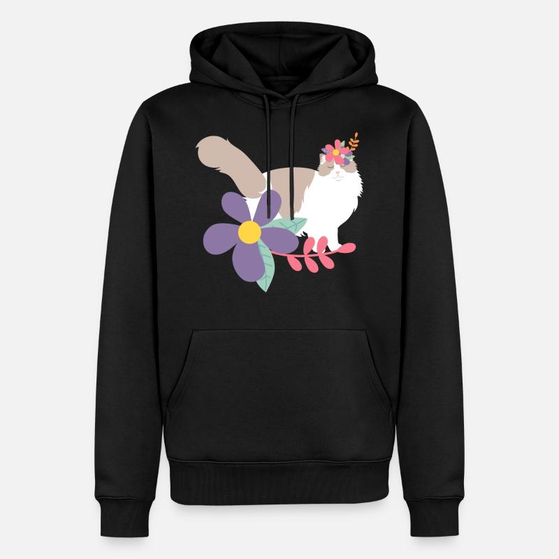 Ragdoll Katzen- und Blumenkrone - Männer Premium Bio Hoodie - Schwarz