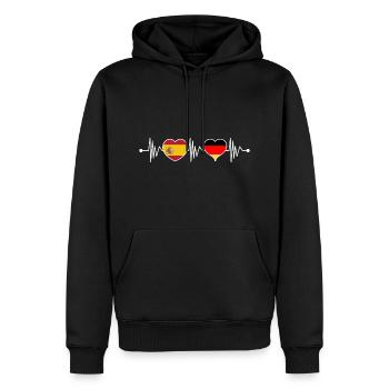 Espagne Allemagne drapeau herz armoiries herzschlag - Sweat à capuche Premium bio Homme - noir - Devant - Nico (187cm)