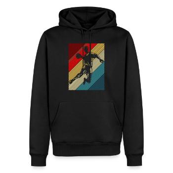Handball Kreisläufer Sprungwurf Streifen Retro - Männer Premium Bio Hoodie - Schwarz - Vorne - Nico (187cm)