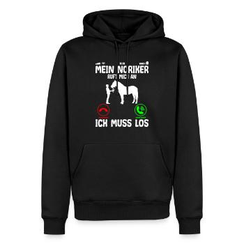 Noriker Pferd ruft mich an Spruch Lustig - Männer Premium Bio Hoodie - Schwarz - Vorne - Nico (187cm)