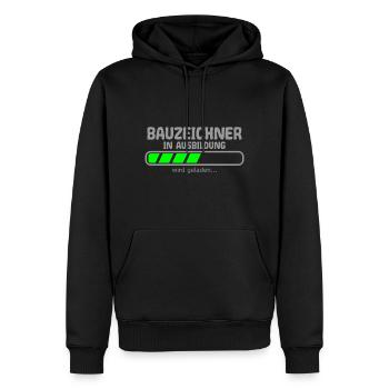 Bauzeichner in Ausbildung wird geladen Spruch - Männer Premium Bio Hoodie - Schwarz - Vorne - Nico (187cm)