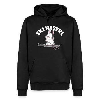 Skihase Skihaserl Mädchen Skifahrerin Skiparty - Männer Premium Bio Hoodie - Schwarz - Vorne - Nico (187cm)