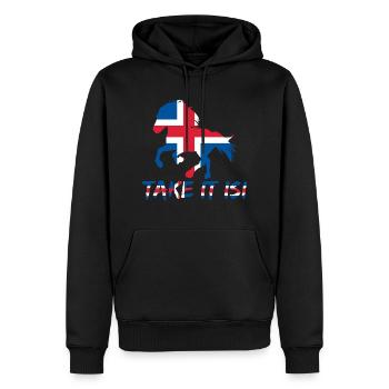 Islandpferd Take it Isi Spruch Flagge - Männer Premium Bio Hoodie - Schwarz - Vorne - Nico (187cm)