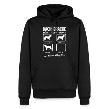 Alpenländische Dachsbracke Hört aufs Wort Spruch - Männer Premium Bio Hoodie - Schwarz - Vorne - Nico (187cm)