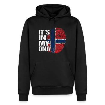 Norwegen Flagge Fingerabdruck DNA Spruch Lustig - Männer Premium Bio Hoodie - Schwarz - Vorne - Nico (187cm)