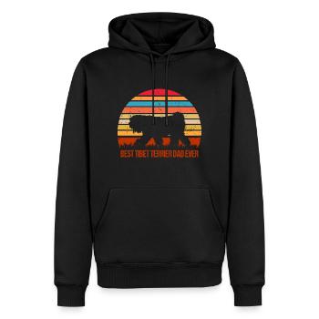 Tibet Terrier Beste Papa Spruch Retro für Herrchen - Männer Premium Bio Hoodie - Schwarz - Vorne - Nico (187cm)