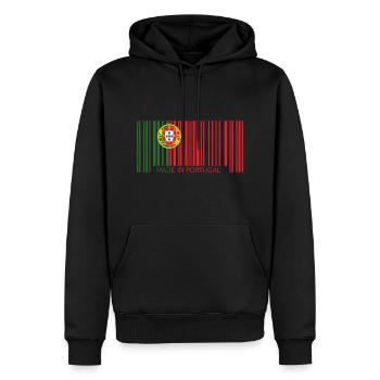 Portugal drapeau code à barres armoiries faites en drôle - Sweat à capuche Premium bio Homme - noir - Devant - Nico (187cm)