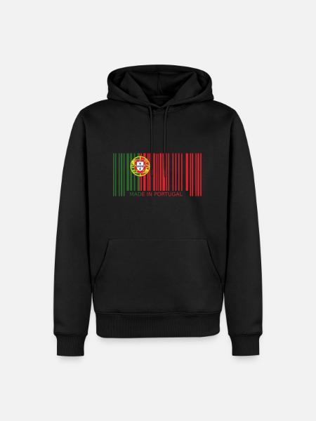 Portugal Barcode Flagge Wappen Made in Lustig - Männer Premium Bio Hoodie - Schwarz
