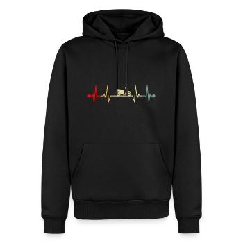 Rollerfahrer Elektro Motorroller Herzschlag Retro - Männer Premium Bio Hoodie - Schwarz - Vorne - Nico (187cm)
