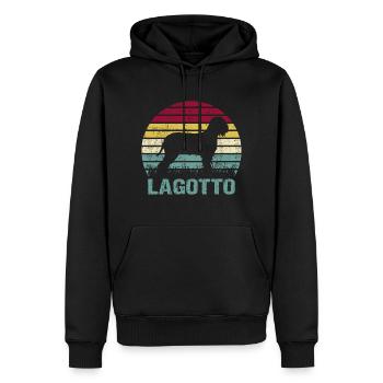 Cercle de Silhouette Vintage Rétro Lagotto Romagnolo - Sweat à capuche Premium bio Homme - noir - Devant - Nico (187cm)
