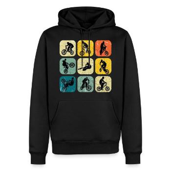 Le look rétro du grunge en BMX - Sweat à capuche Premium bio Homme - noir - Devant - Nico (187cm)