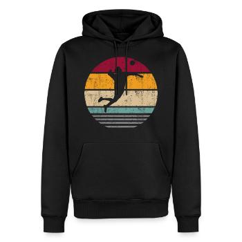 Faustball Faustballspieler Retro Kreis Silhouette - Männer Premium Bio Hoodie - Schwarz - Vorne - Nico (187cm)