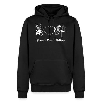 Peace Love Deliver Postiers Facteur Gift - Sweat à capuche Premium bio Homme - noir - Devant - Nico (187cm)