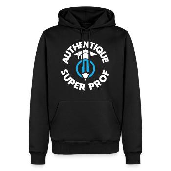 Enseignant, idée cadeau professeur, humour étude - Sweat à capuche Premium bio Homme - noir - Devant - Nico (187cm)