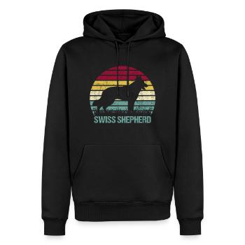 Berger suisse Retro Vintage Silhouette - Sweat à capuche Premium bio Homme - noir - Devant - Nico (187cm)
