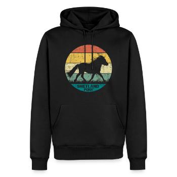 Shetland Pony cheval rétro Vintage Silhouette - Sweat à capuche Premium bio Homme - noir - Devant - Nico (187cm)