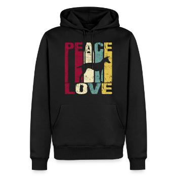 Podenco Canario Peace Love Retro Silhouette - Sweat à capuche Premium bio Homme - noir - Devant - Nico (187cm)
