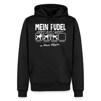 Pudel hört aufs Wort Spruch Lustig Witzig - Männer Premium Bio Hoodie - Schwarz - Vorne - Nico (187cm)