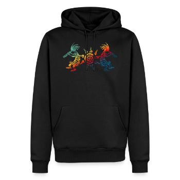 Native American Kokopelli Duo With Sun 2 - Männer Premium Bio Hoodie - Schwarz - Vorne - Nico (187cm)