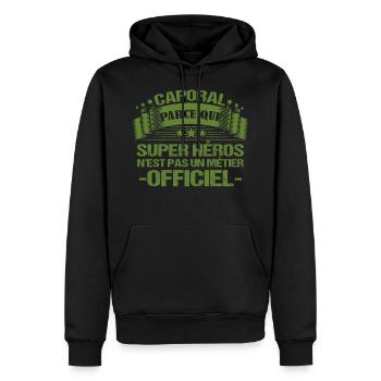 Caporal cadeau drôle militaire armée - Sweat à capuche Premium bio Homme - noir - Devant - Nico (187cm)