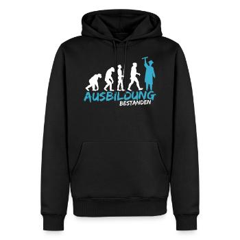 Ausbildung Prüfung bestanden Geselle Evolution - Männer Premium Bio Hoodie - Schwarz - Vorne - Nico (187cm)