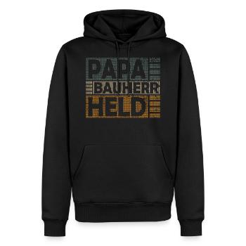Builder Papa Hero Saying Funny for Topping-out Ceremony - Men’s Premium Organic Hoodie - black - Front - Nico (187cm)