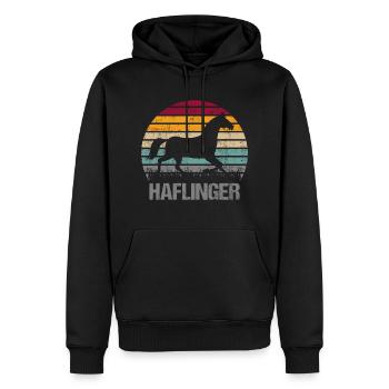 Haflinger Cheval Retro Vintage Silhouette - Sweat à capuche Premium bio Homme - noir - Devant - Nico (187cm)