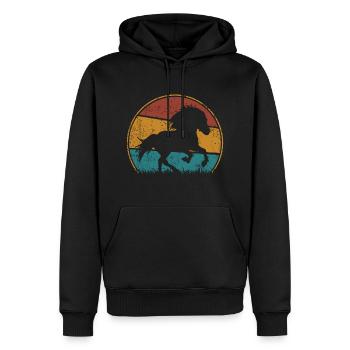 Islandpferd Retro Vintage Grunge Silhouette - Männer Premium Bio Hoodie - Schwarz - Vorne - Nico (187cm)