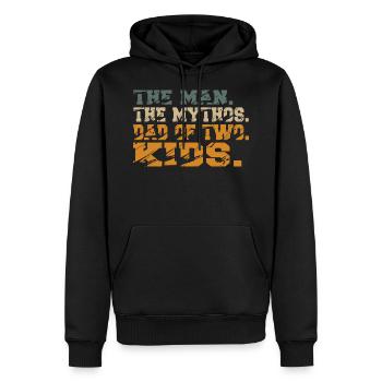 Papa von Zwei Zweites Kind Baby Retro Spruch - Männer Premium Bio Hoodie - Schwarz - Vorne - Nico (187cm)